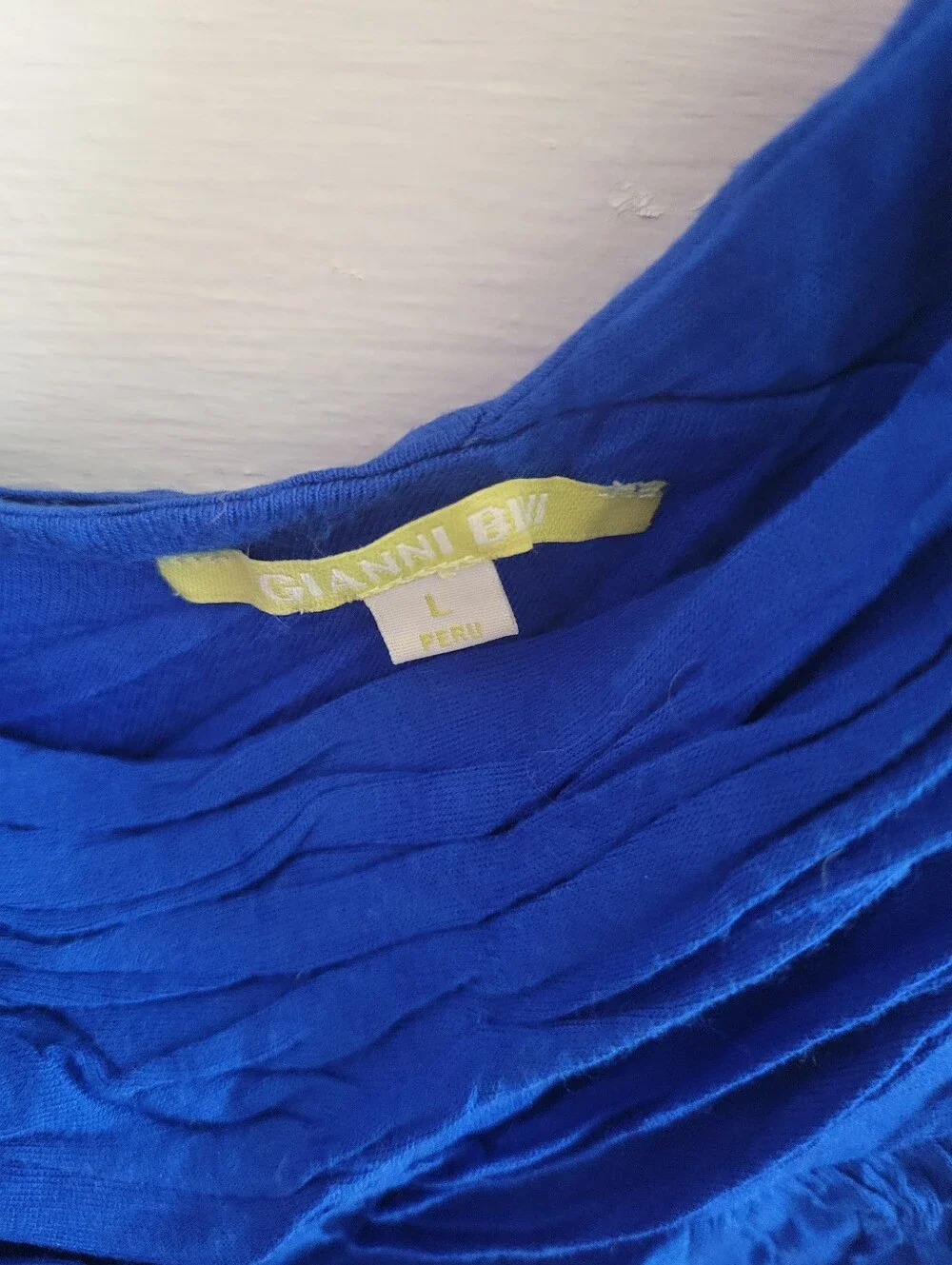 Royal Blue One-Shoulder Ruffled Top - Picture 2 of 5